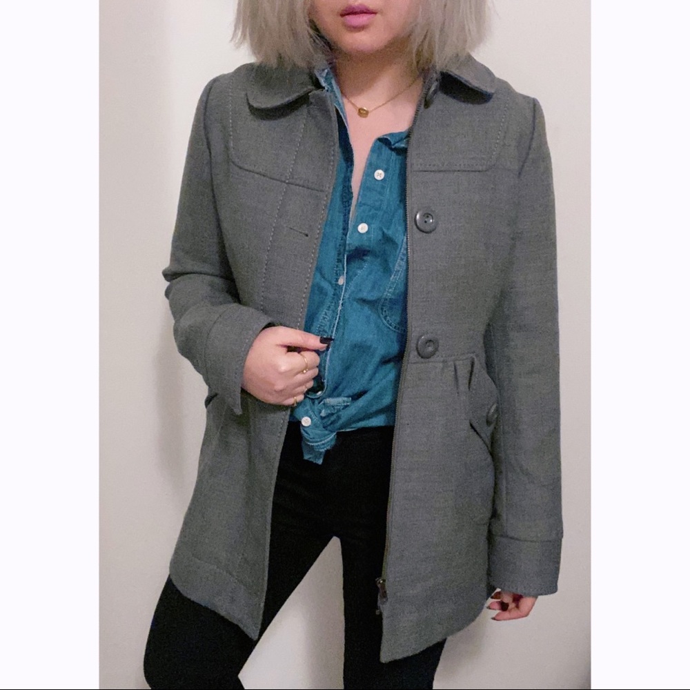H&M Gray Peter Pan Collar Hourglass Coat Jacket